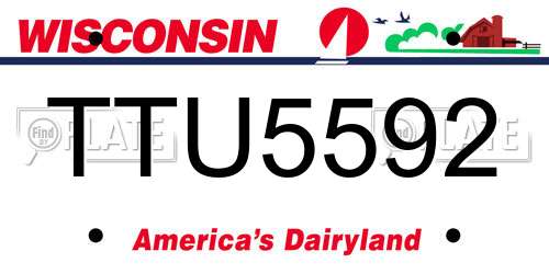 TTU5592 Wisconsin License Plate