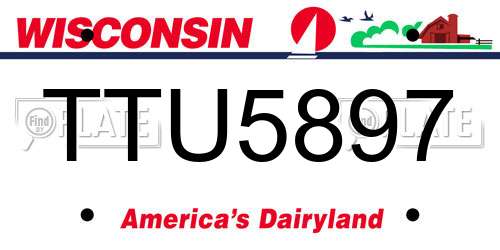 TTU5897 Wisconsin License Plate