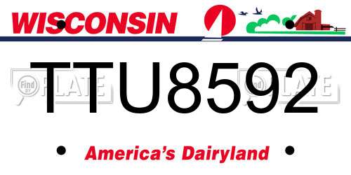 TTU8592 Wisconsin License Plate