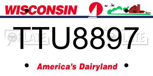 TTU8897 Wisconsin License Plate