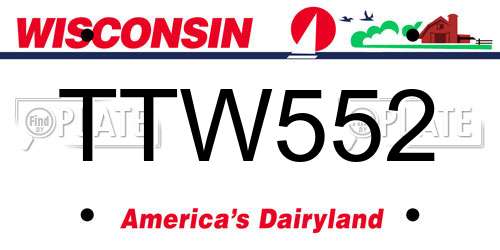 TTW552 Wisconsin License Plate
