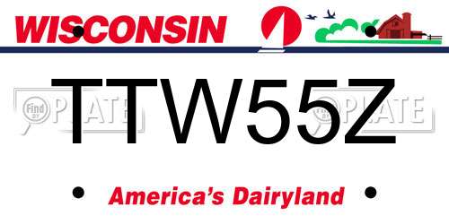 TTW55Z Wisconsin License Plate