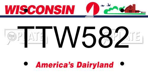 TTW582 Wisconsin License Plate