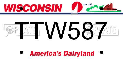 TTW587 Wisconsin License Plate