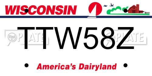 TTW58Z Wisconsin License Plate