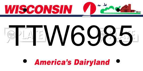 TTW6985 Wisconsin License Plate