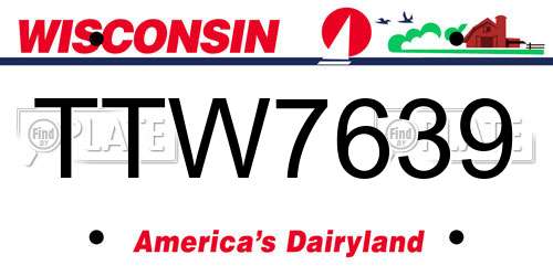 TTW7639 Wisconsin License Plate