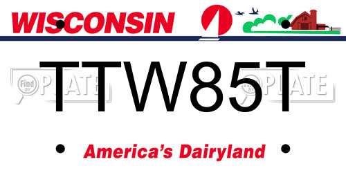 TTW85T Wisconsin License Plate