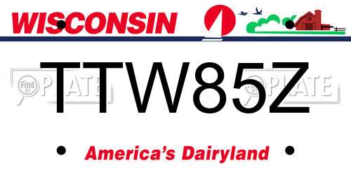 TTW85Z Wisconsin License Plate