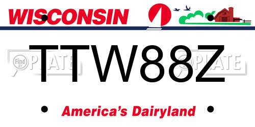 TTW88Z Wisconsin License Plate