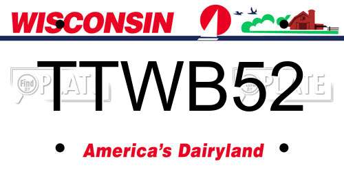 TTWB52 Wisconsin License Plate