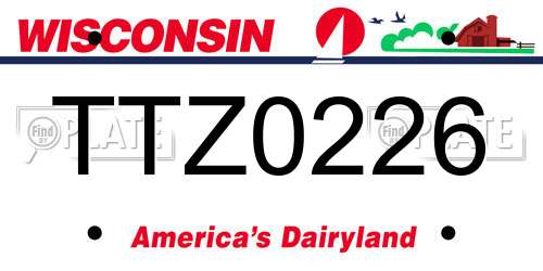 TTZ0226 Wisconsin License Plate