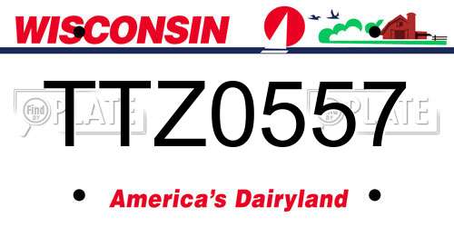 TTZ0557 Wisconsin License Plate