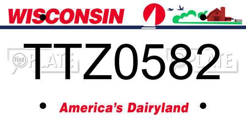 TTZ0582 Wisconsin License Plate