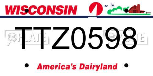 TTZ0598 Wisconsin License Plate