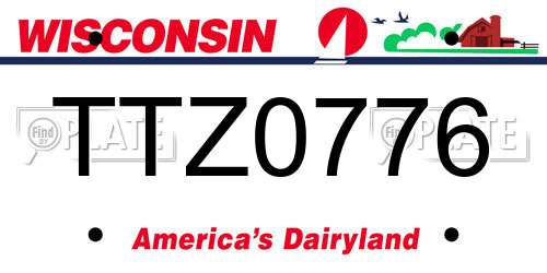 TTZ0776 Wisconsin License Plate