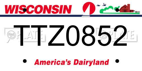 TTZ0852 Wisconsin License Plate