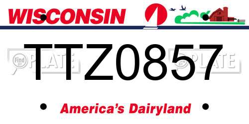 TTZ0857 Wisconsin License Plate