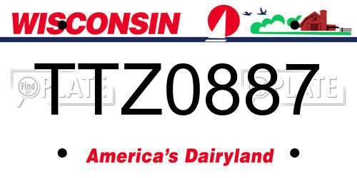 TTZ0887 Wisconsin License Plate