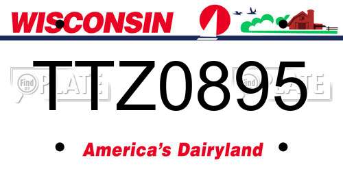 TTZ0895 Wisconsin License Plate