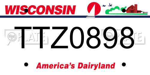 TTZ0898 Wisconsin License Plate