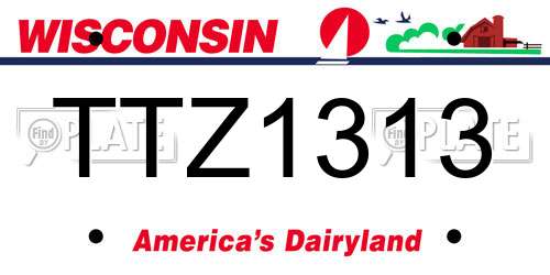 TTZ1313 Wisconsin License Plate