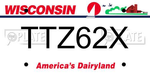 TTZ62X Wisconsin License Plate