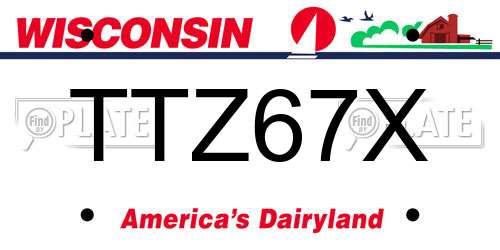 TTZ67X Wisconsin License Plate