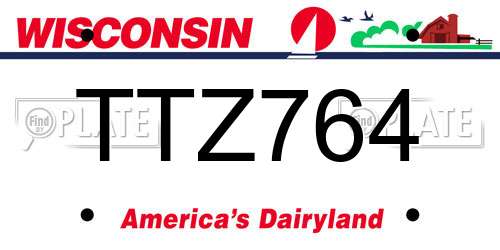 TTZ764 Wisconsin License Plate