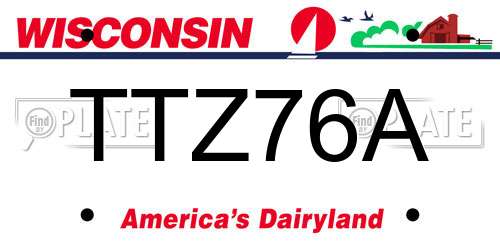 TTZ76A Wisconsin License Plate