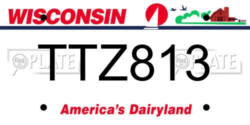 TTZ813 Wisconsin License Plate