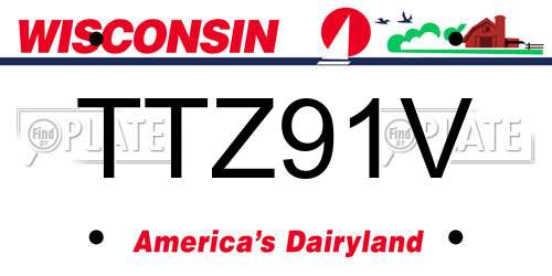 TTZ91V Wisconsin License Plate