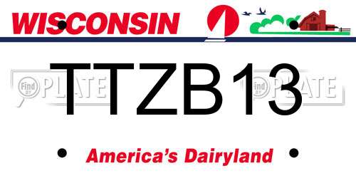 TTZB13 Wisconsin License Plate