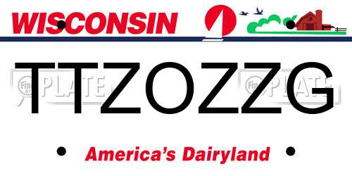 TTZOZZG Wisconsin License Plate