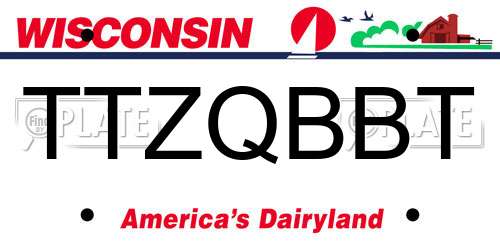 TTZQBBT Wisconsin License Plate