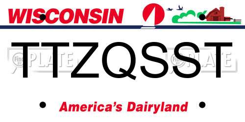 TTZQSST Wisconsin License Plate