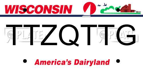 TTZQTTG Wisconsin License Plate