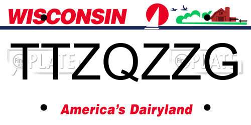 TTZQZZG Wisconsin License Plate