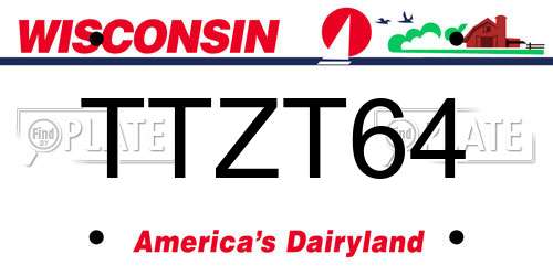 TTZT64 Wisconsin License Plate