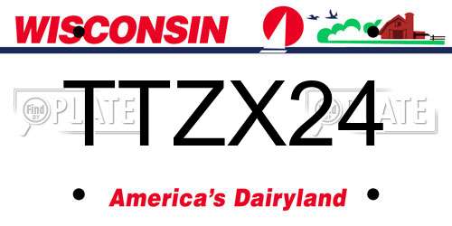 TTZX24 Wisconsin License Plate