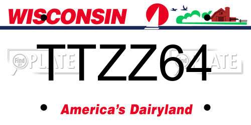TTZZ64 Wisconsin License Plate