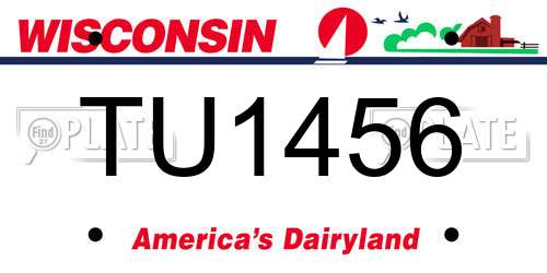 TU1456 Wisconsin License Plate