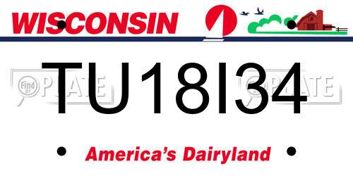 TU18I34 Wisconsin License Plate