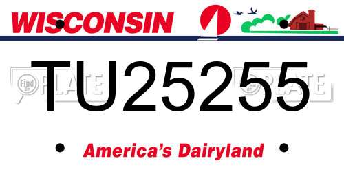 TU25255 Wisconsin License Plate