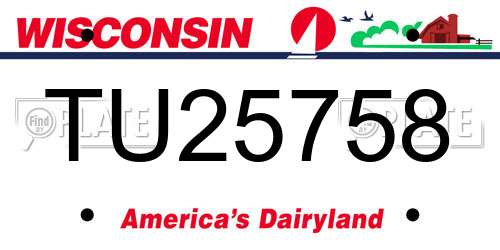 TU25758 Wisconsin License Plate