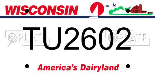 TU2602 Wisconsin License Plate