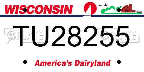 TU28255 Wisconsin License Plate
