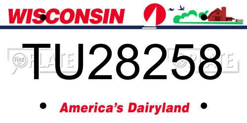 TU28258 Wisconsin License Plate
