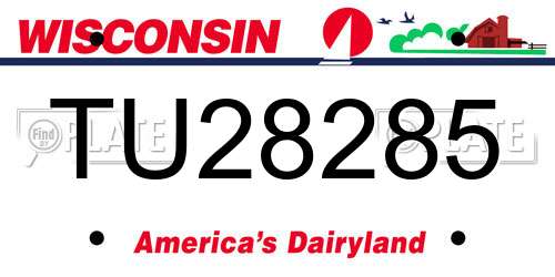 TU28285 Wisconsin License Plate