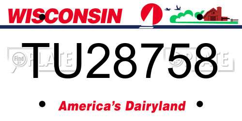TU28758 Wisconsin License Plate